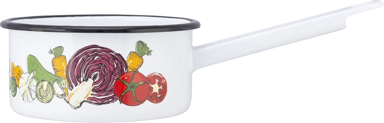 Geëmailleerd steelpannetje met handgreep 1 l, 14 cm, groentedecor
