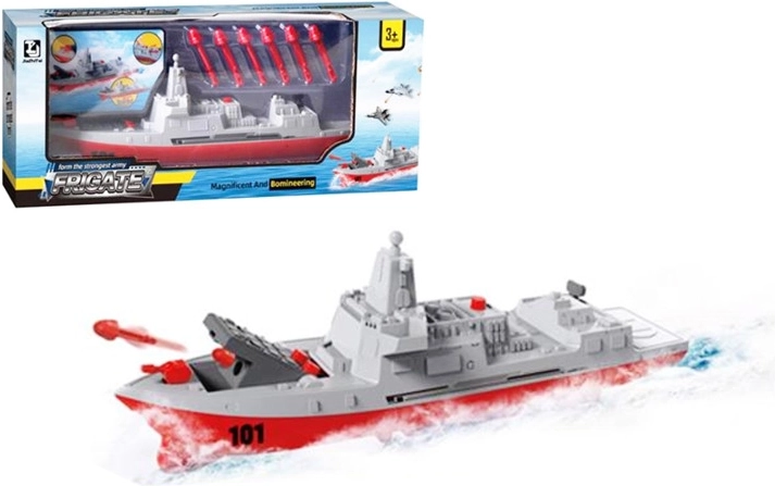Oorlogsschip – schietende kinderspeelgoedboot