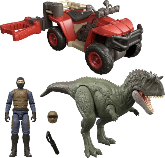 Mattel Jurassic World Ekryksinatosaurus en terreinvoertuig met vangmechanisme – speelset met figuren