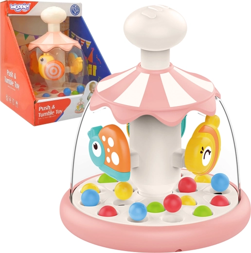 Woopie baby draaimolen-bubbel – roze draaiende tol met diertjes en balletjes