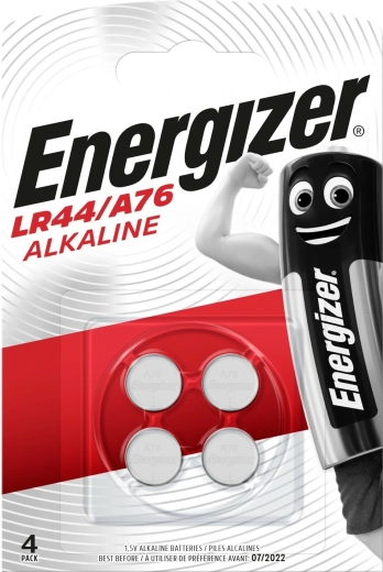 Alkaline knoopcelbatterijen ENERGIZER A76 LR44 1,5 V, 150 mAh, 4 stuks