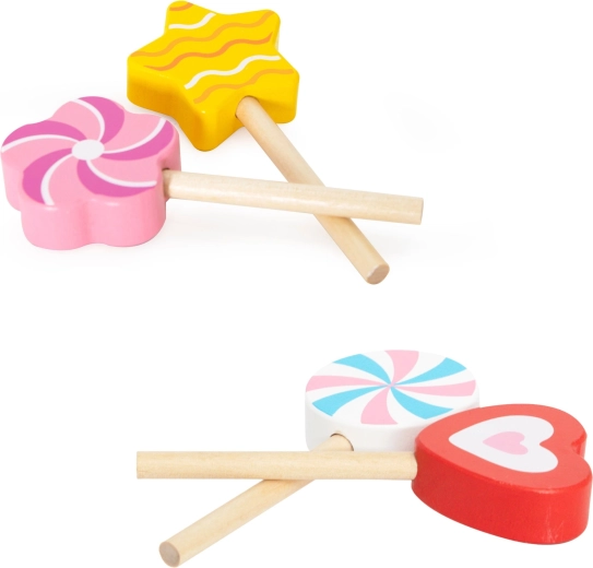 6 houten lolly’s in verschillende vormen