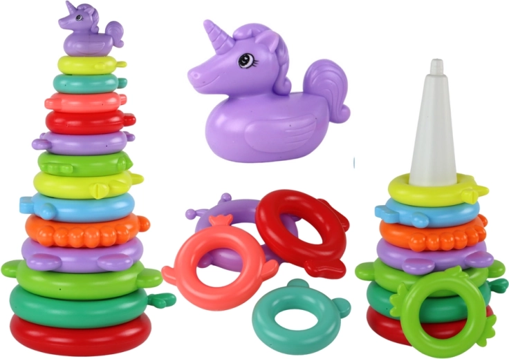Kleurige stapeltoren eenhoorn – 13 ringen
