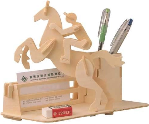 Woodcraft Houten 3D-puzzel Pennenhouder Paardenrace