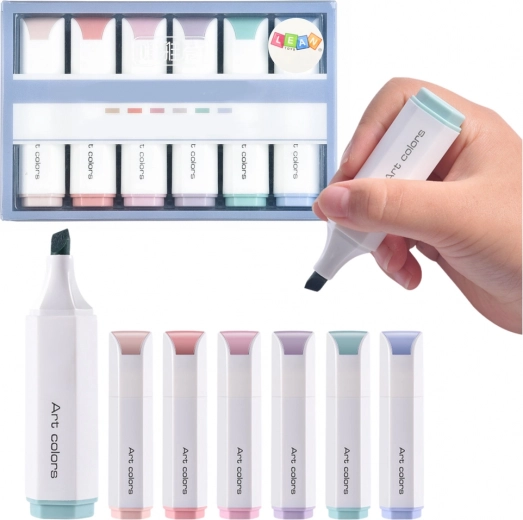 Set mini markeerstiften in pastelkleuren 6 stuks