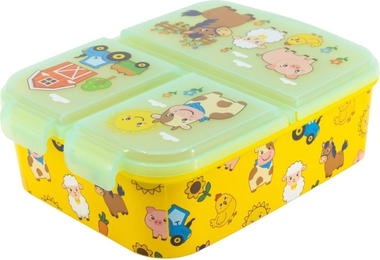 Grote Stor lunchbox met vakjes boerderij