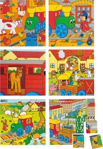 Houten beeldblokjes Treintje 4x4
