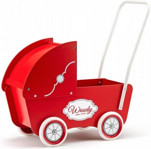 Houten poppenwagen rood