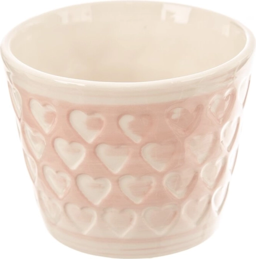 Keramische bloempot hart roze-wit 10 × 10 × 8 cm