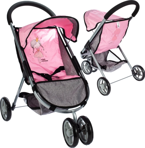 Poppenwagen Little Princess PinkGrey