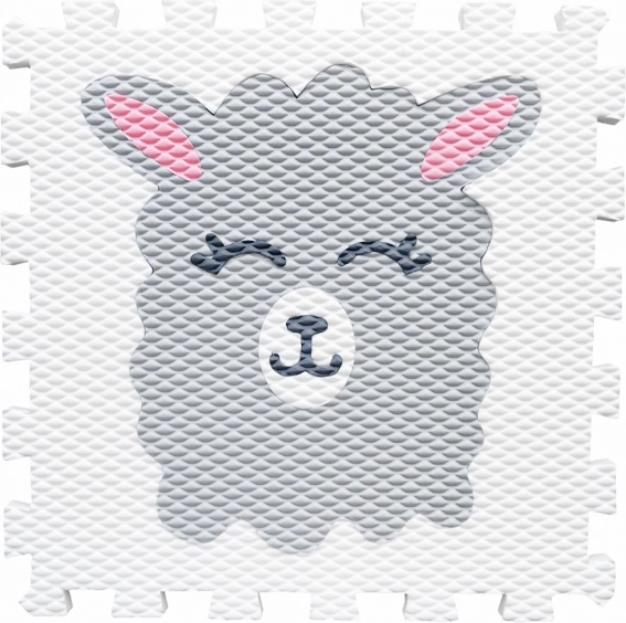 Schuim puzzelmat met lama-motief – wit