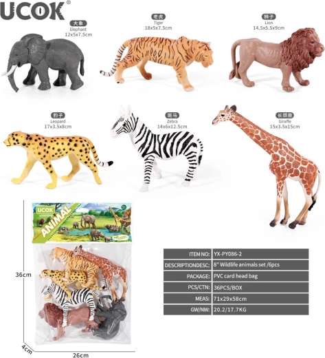 Set safari-dierenfiguren (6 stuks)