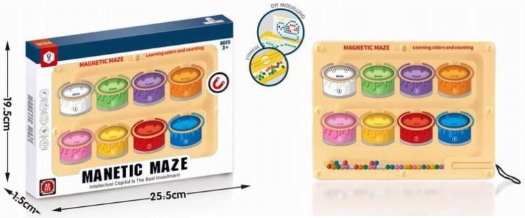 Magnetisch doolhof met gekleurde knikkers