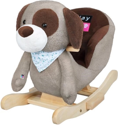 Schommelhondje met melodie PlayTo grijsbruin