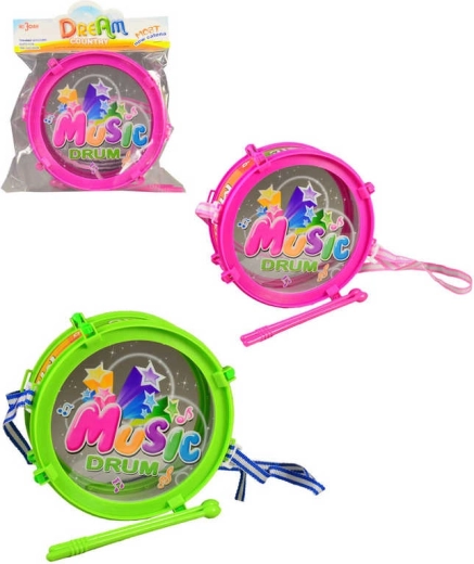 Kinderplastic trommel 20 cm met 2 stokjes - 1 stuk