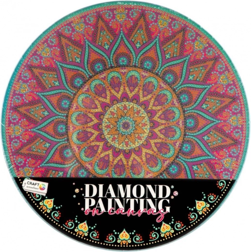 Creatieve diamant-schilder set – mandala bloem op rond canvas 30 cm