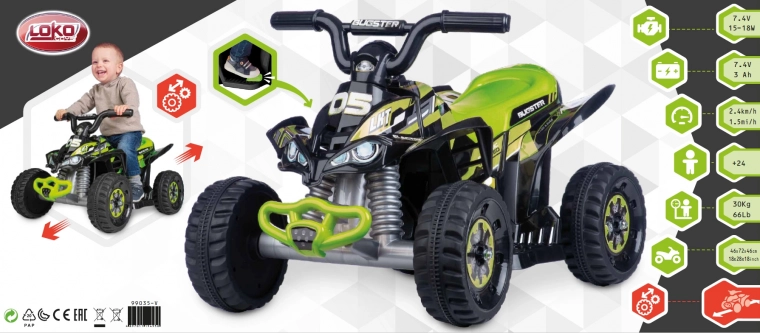 Elektrische kinderquad 7,4 V, groen