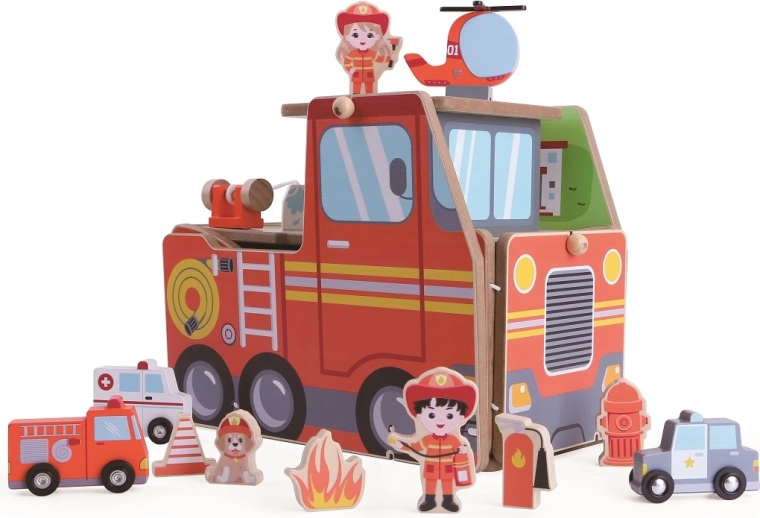 Kazerne en brandweerauto in één
