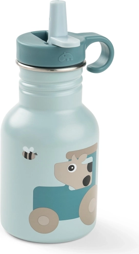 Done by Deer roestvrijstalen kinderfles Tiny farm blauw 350 ml