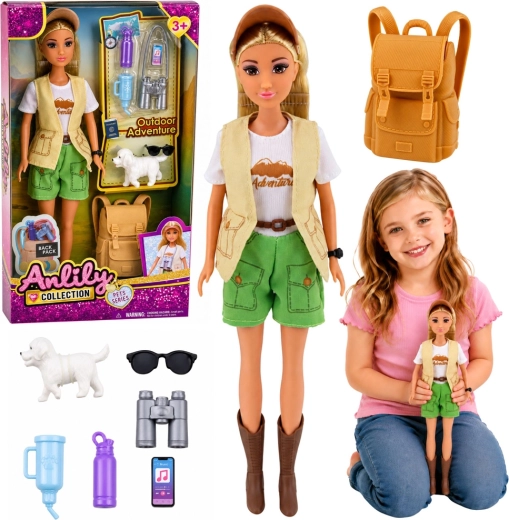 Anlily reizigster met hondje en accessoires (30 cm)