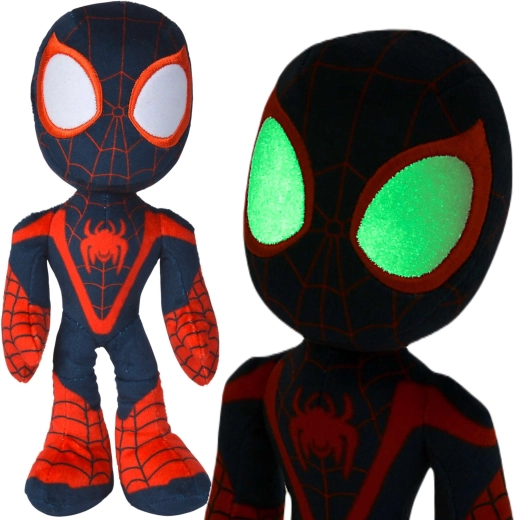 Pluchen Spider-Man Miles Morales met oplichtende ogen in het donker, 25 cm