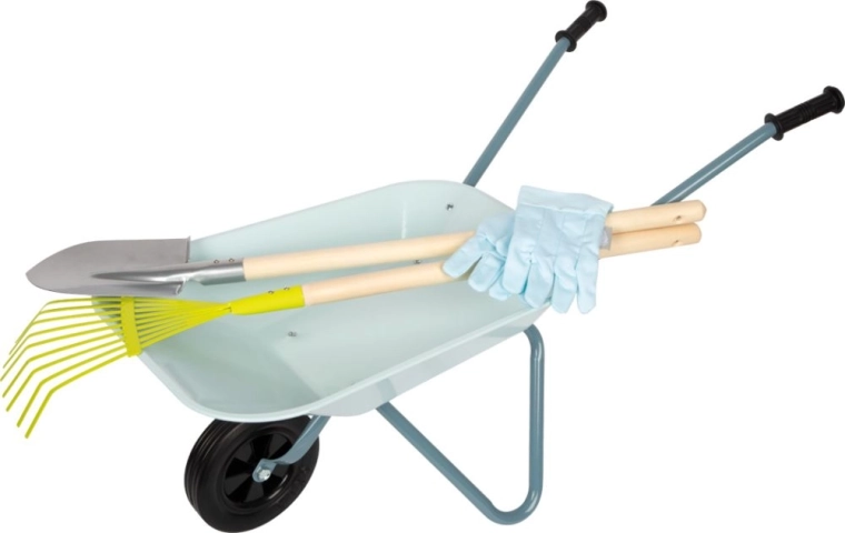 Stevig metalen kruiwagentje voor kleine helpers