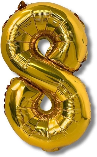 Folieballon cijfer 8 goud 40 cm