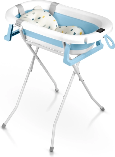 Comfortabel baden zonder vooroverbuigen dankzij de opvouwbare standaard