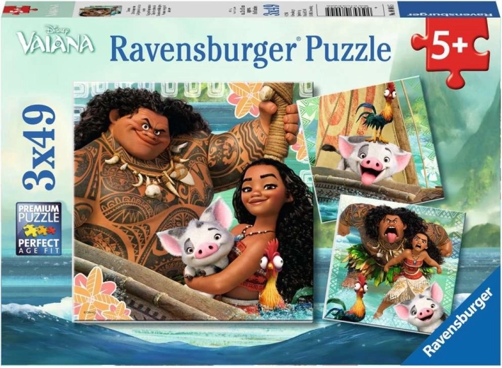 Ravensburger puzzel Dappere Vaiana: Reis vol avontuur 3×49 stukjes