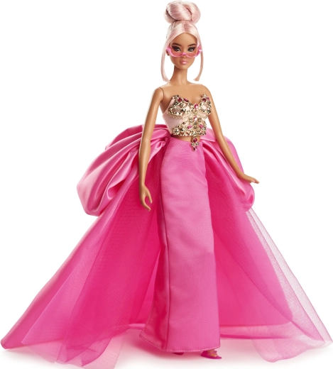 Roze avondjurk met lange sleep