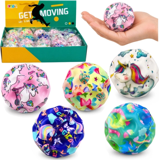 Antistresschuim bal met inkepingen eenhoorns 7 cm - 1 stuk