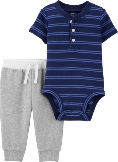 Carter's 2-delige set voor baby – romper met korte mouw en joggingbroek Black Animals (jongen)