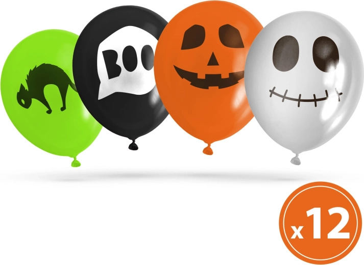 Set Halloweenballonnen met 4 motieven, 12 stuks