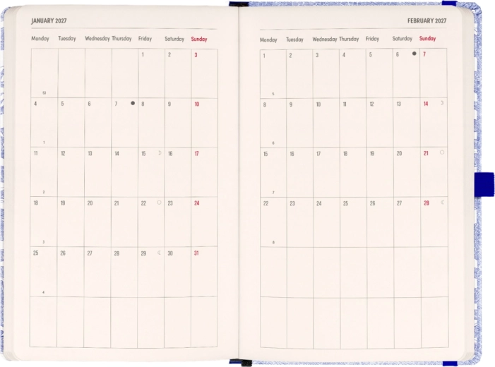 Overzichtelijke maandkalender met ruimte voor notities
