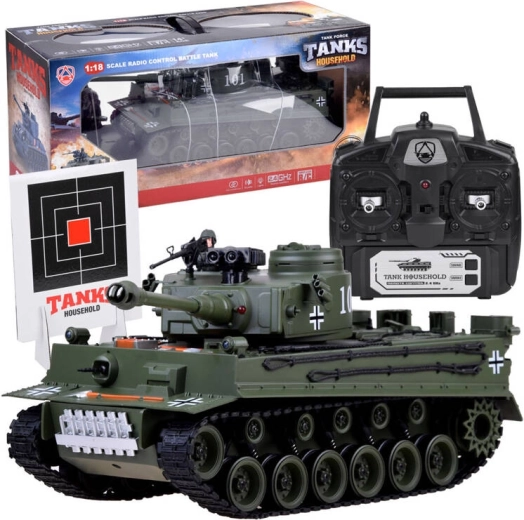 Grote RC tank GERMAN TIGER 1:18 met schieten en LED