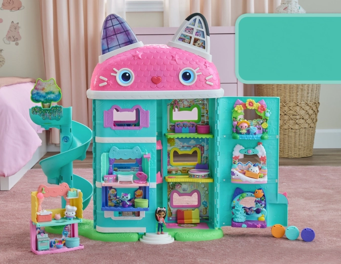 Interactief kattenpoppenhuis met geluiden en LCD-ogen