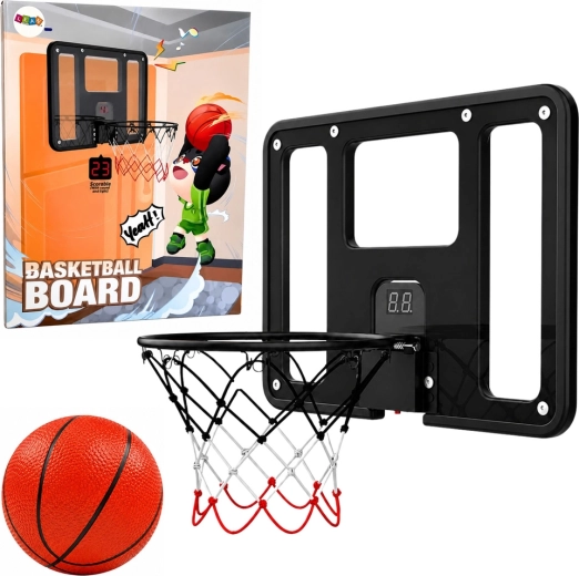 Hangende mini basketbalkorf met elektronische puntenteller, licht, geluid en bal