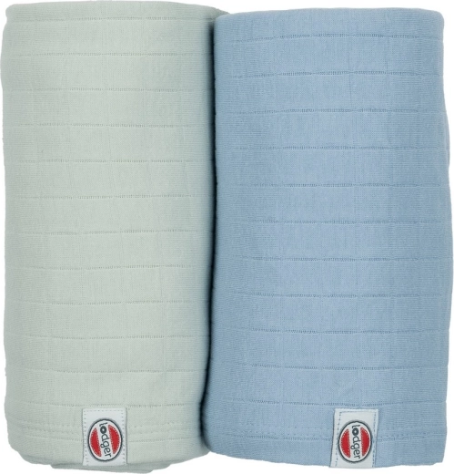 Lodger swaddler solid van biologisch katoen 110 × 110 cm Peppermint/Blue fogg (2 stuks)