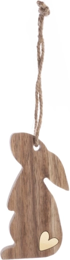 Hangende houten decoratie haas bruin 10 cm