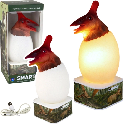 Nachtlampje met LED in de vorm van een pterosaurus in een ei met USB-opladen