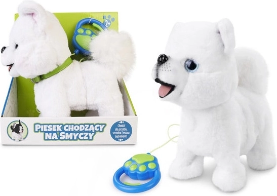 Lopend knuffelhondje aan de lijn