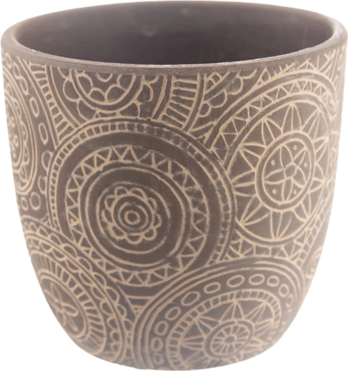 Beige keramische bloempot mandala 12 × 12 × 11 cm