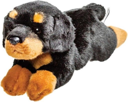 Pluchen hond Rottweiler – realistisch, liggend