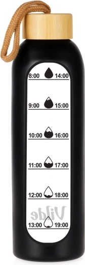 Vilde glazen waterfles met siliconen hoes, zwart 600 ml