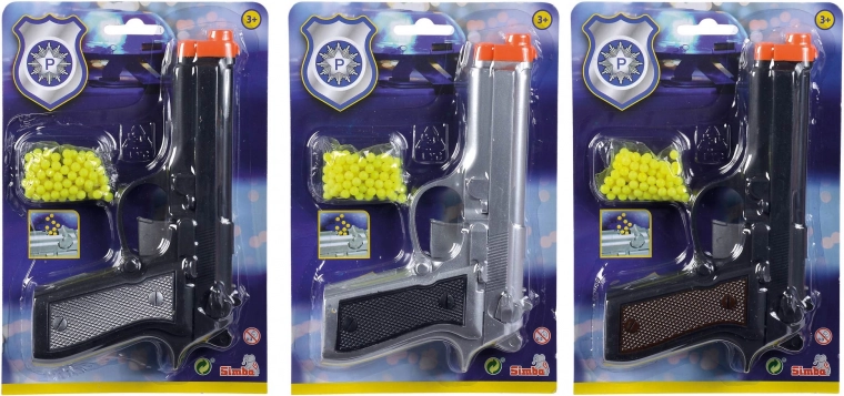 Kogelpistool met munitie 21 cm, 3 kleuren