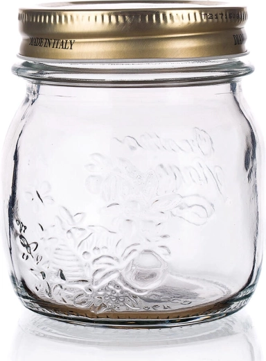 Quattro Stagioni pot 0,25 l met glazen body en metalen deksel