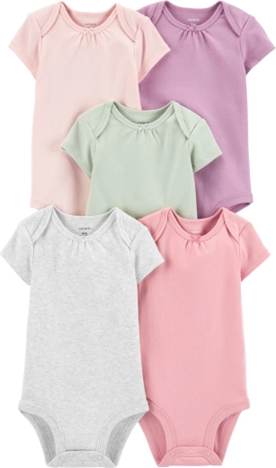 Carter's meisjesrompertjes met korte mouw, monochroom, 5 stuks, maat 56 (NB)