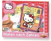 Hello Kitty kleurplaat voor in de keuken met verfkset en lijst