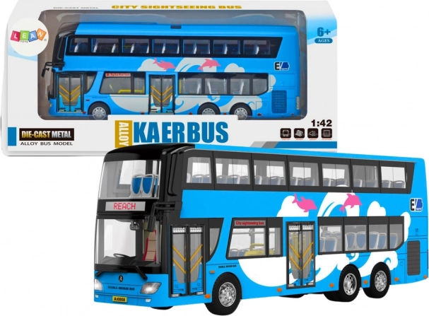 Blauwe dubbeldekker toerbus 1:42
