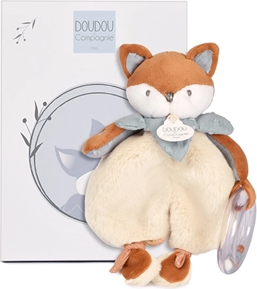 Doudou cadeauset pluche vos Timo met rammelaar 18 cm